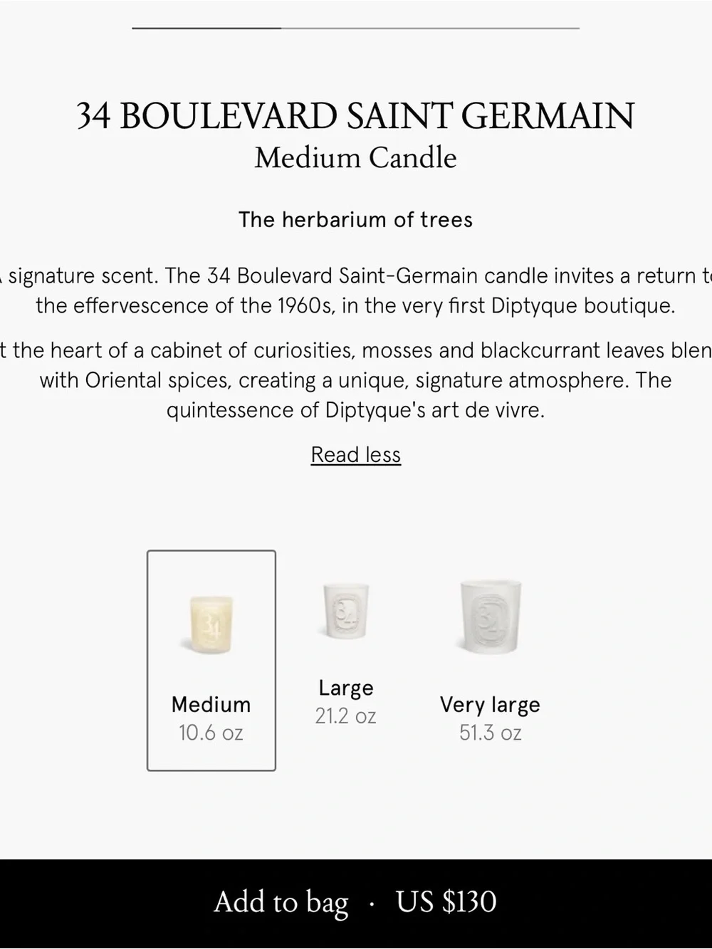 Diptyque 34 Boulevard Saint Germain Medium Candle 10.6 oz